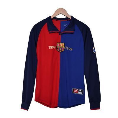 Retro Home Fan Football Shirts Replica Long Sleeved For Barcelona 1899-1999 Centennial