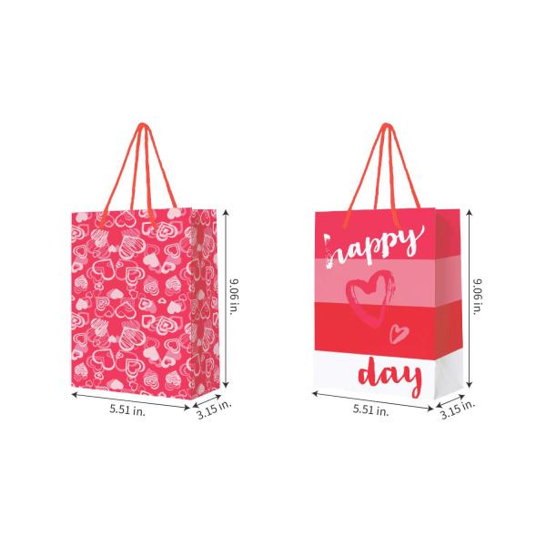 Color personalizado aceptado Cargo pesado regalo de arte de San Valentín Bolsa Kraft rosa Bolsas de papel
