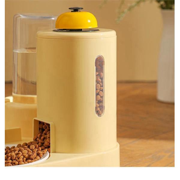 Automatic Cat Feeding Water Feeder Three-in-One Water Dispenser Ceramic Bowl for Cats and Dogs with Bell