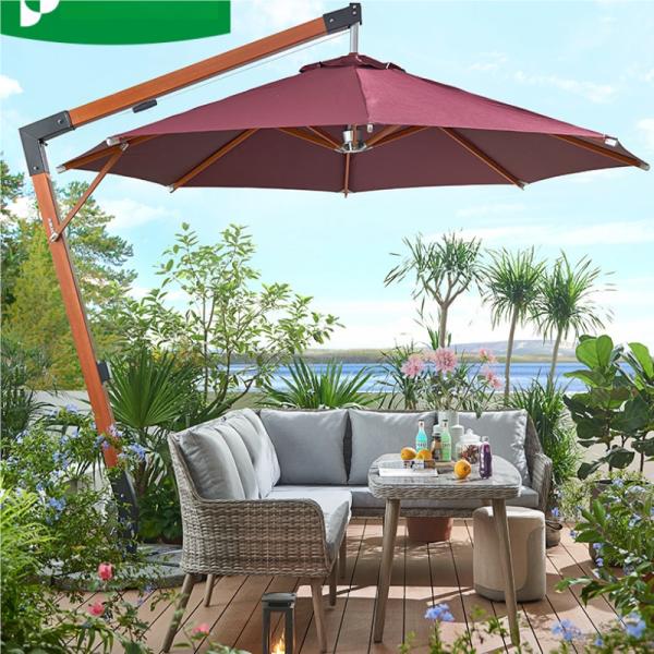 Outdoor Patio Garden Wood Cantilever Parasol Umbrella 3.5M Accept Customized