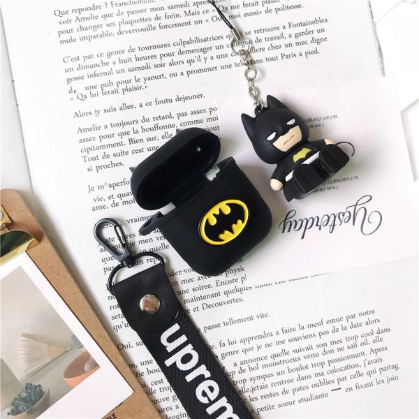 Black Silicone Airpods Case Anti Lost Cute Batman Shock Absorption