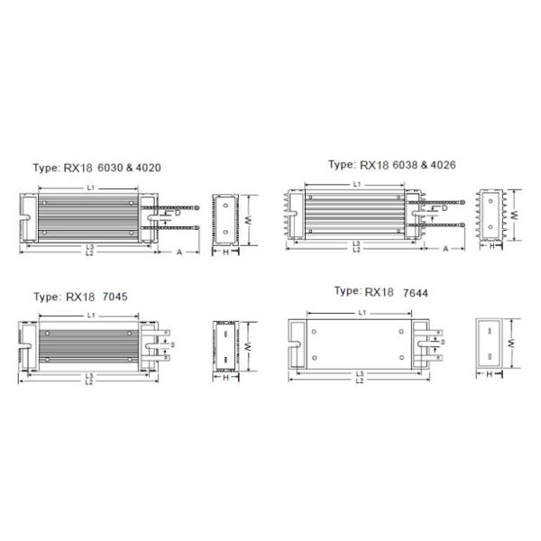 RX18 40W-1000W 0.1~25k ohm aluminum power resistor 1 kw regenerative braking resistor