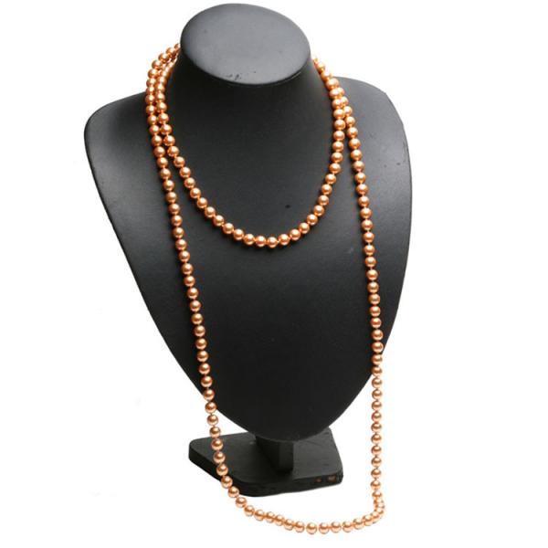 Luxury Gold Color Round 8mm Shell Pearl Sweater Necklace 55 Inches (N08230)