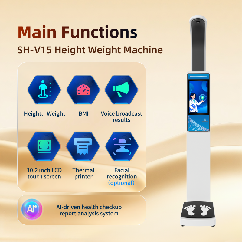Height Weight Scale BMI LCD Intelligent Screen Thermal Printer Electronic Report Heart Rate Pharmacy OEM