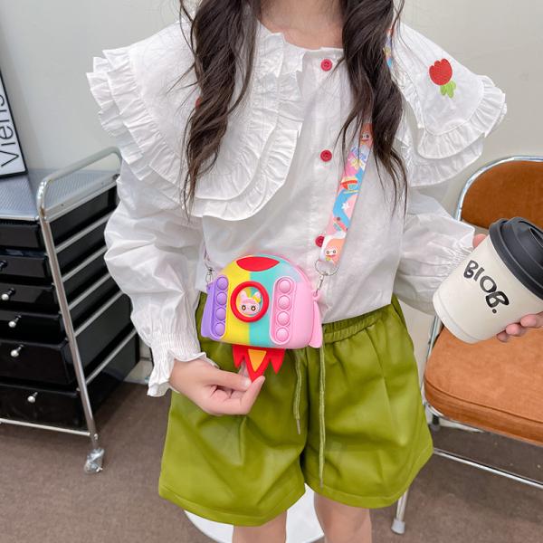 Ракета Мультфильм Поп Сумка Карандаш Чехла Кроссбоди Сумка Сумка Кошелек Сумка Кошелек Смейка Сумка Хранилище Контейнер Детский Рождественский подарок