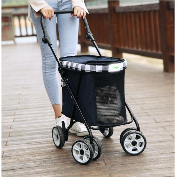 Вагонетка собаки вагонетки несущей собаки голубого холста ковбоя уютная на колесах 53x39x82cm