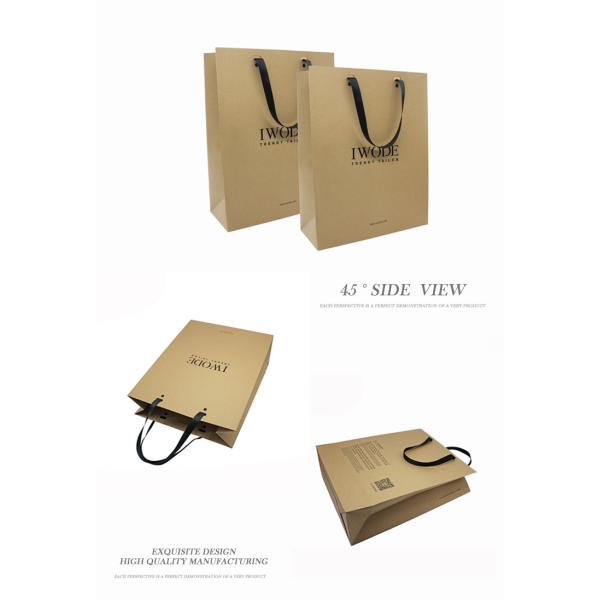 Large Brown Kraft Paper Shopping Bags Fashionable with Custom Printed Logo