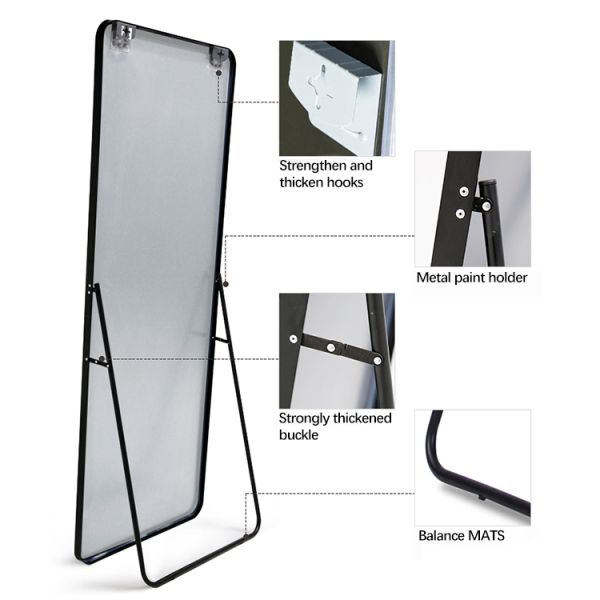 Aluminum Alloy Framed Full Length Dressing Mirror Wall Mounted Floor Standing
