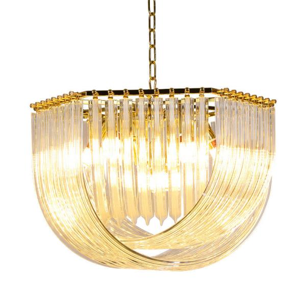 3000K Warm White Color Temperature Modern Pendant Light With Creative Water Wave Gold Chandelier