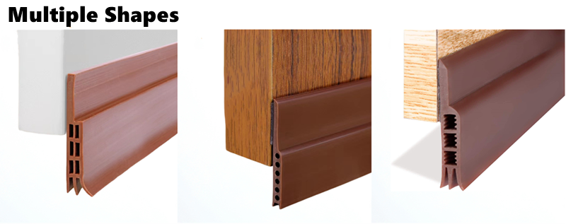 Silicone Rubber Door Sweep Draft Stopper Home Weather Stripping Under Door Bottom for Interior Doors Seal Strip