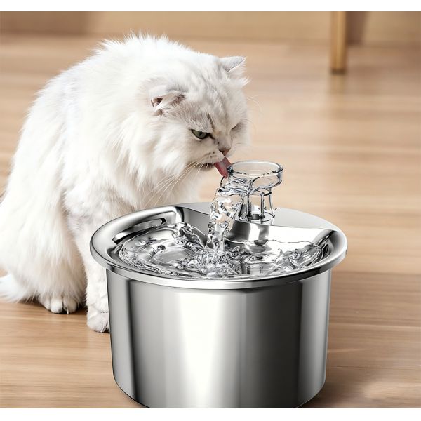 Stainless Steel Modern Smart Pet Water Fountain Chargeable Automatic Circulation Filtered Eco-friendly Healthy Design for Cats