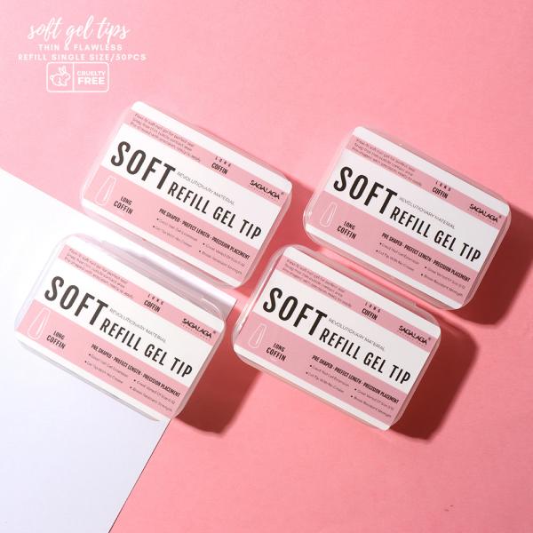 Clear Acrylic Soft Gel Nail Extension Tips Natural Replacement Refill Packs for Nails Professional Equipment