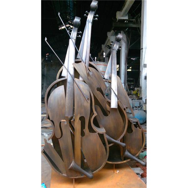 Rust Modern Abstract Sculpture Freehand Arman Violin Sculpture Outdoor Garden Decoration