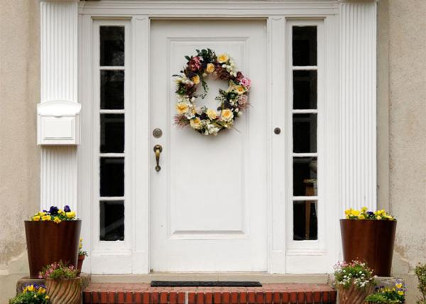 Unique Solid Wood Front Doors Villa Europe Style Single Glazed / Double Glazed Glass