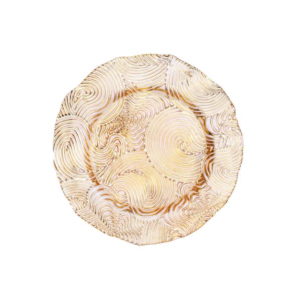 Irregular Vintage Embossed Glass Charger Plates 32cm ODM