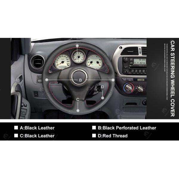 Black Perforated Leather Car Steering Wheel Cover for Toyota RAV4 1998 1999 2000 2001 2002 2003 2004 2005 2006-2019