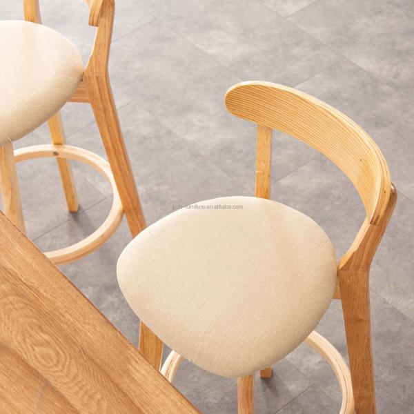 Modern Design High Wooden Mini Bar Stool in Direct with PU/Fabric Seat