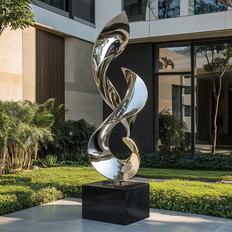 SERENITY Mirror | Contemporary Abstract Stainless Steel Sculpture for Outdoor Garden