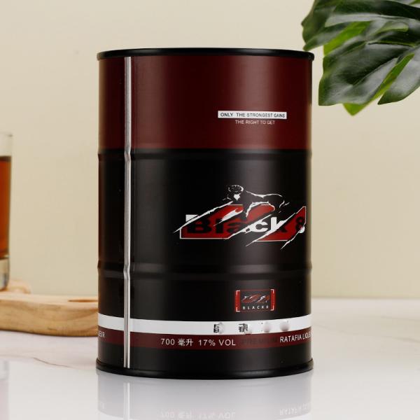 PMS Printing 750ml Alcohol Tin Barrel CMYK  For Whiskey Cocktail Vodka