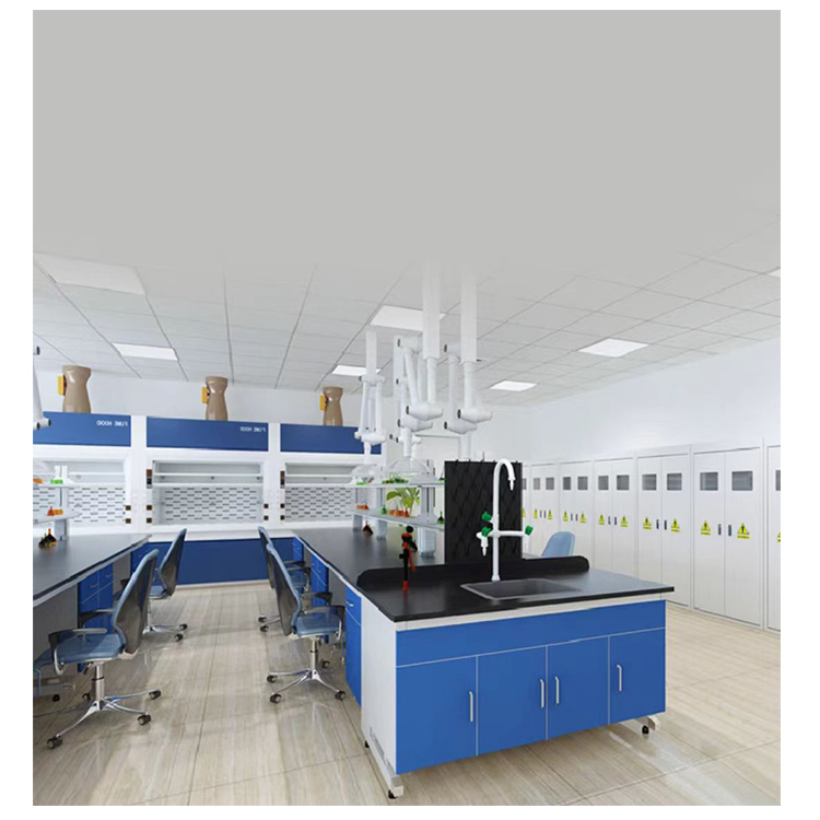 Corrosion Resistant Lab Island Bench H Frame Laboratory Working Table With Suspended Cabinets