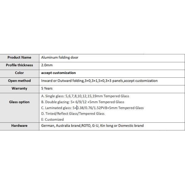 Double Triple Glass Aluminum Folding Door Sound Insulation Indoor Folding Glass Doors
