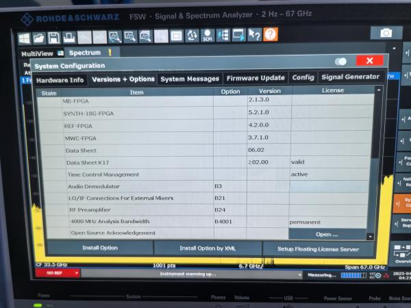 67 GHz Ultra Wideband Signal Spectrum Analyzer Rohde & Schwarz FSW67