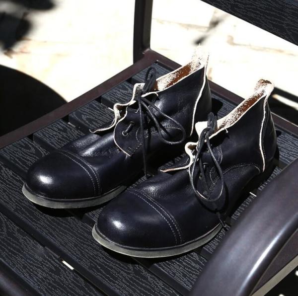 Burnished Finishing Mens Leather Dress Shoes Lace - Up Handmade Italian Leather Shoes