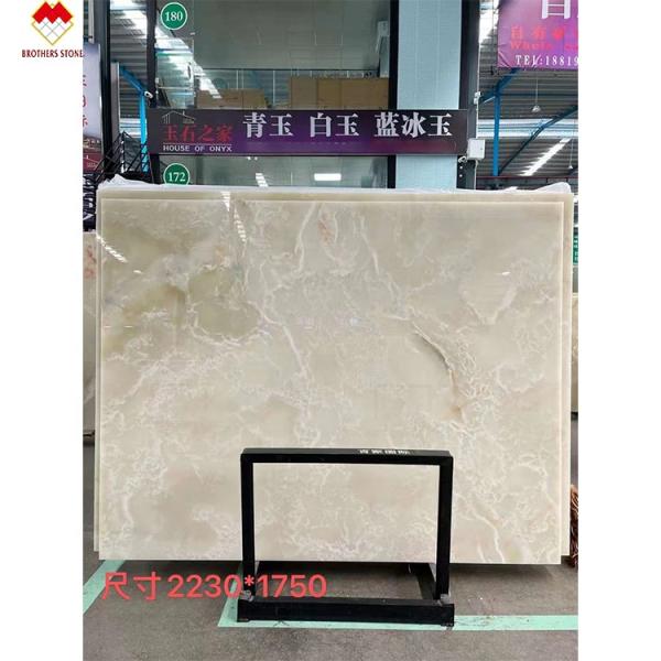 Backlit Royal White Onyx Marble Slab for Customizable Table Countertop and Wall Panel
