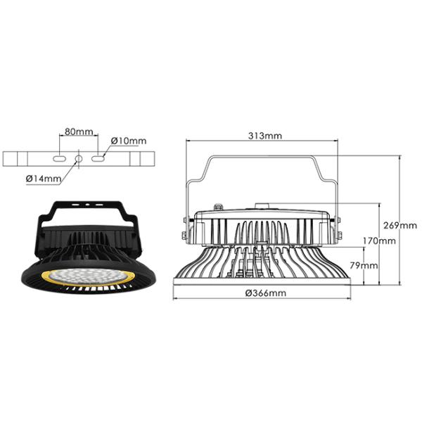 High Brightness Aluminum 200W 24000lm LED High Bay Warehouse Lighting