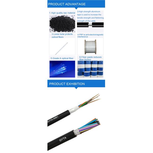4-96 трубка кабеля оптического волокна KEXINT ядров GYTA на открытом воздухе черная бронированная, который сели на мель свободная