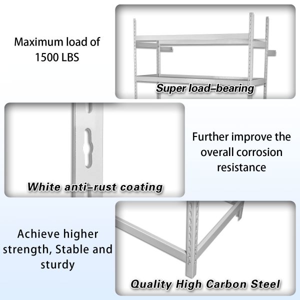 3 Tier Single Entry Tire Storage Rack 1500LBS High Carbon Steel White Anti-Rust Adjustable Heavy Duty Steel Shelving
