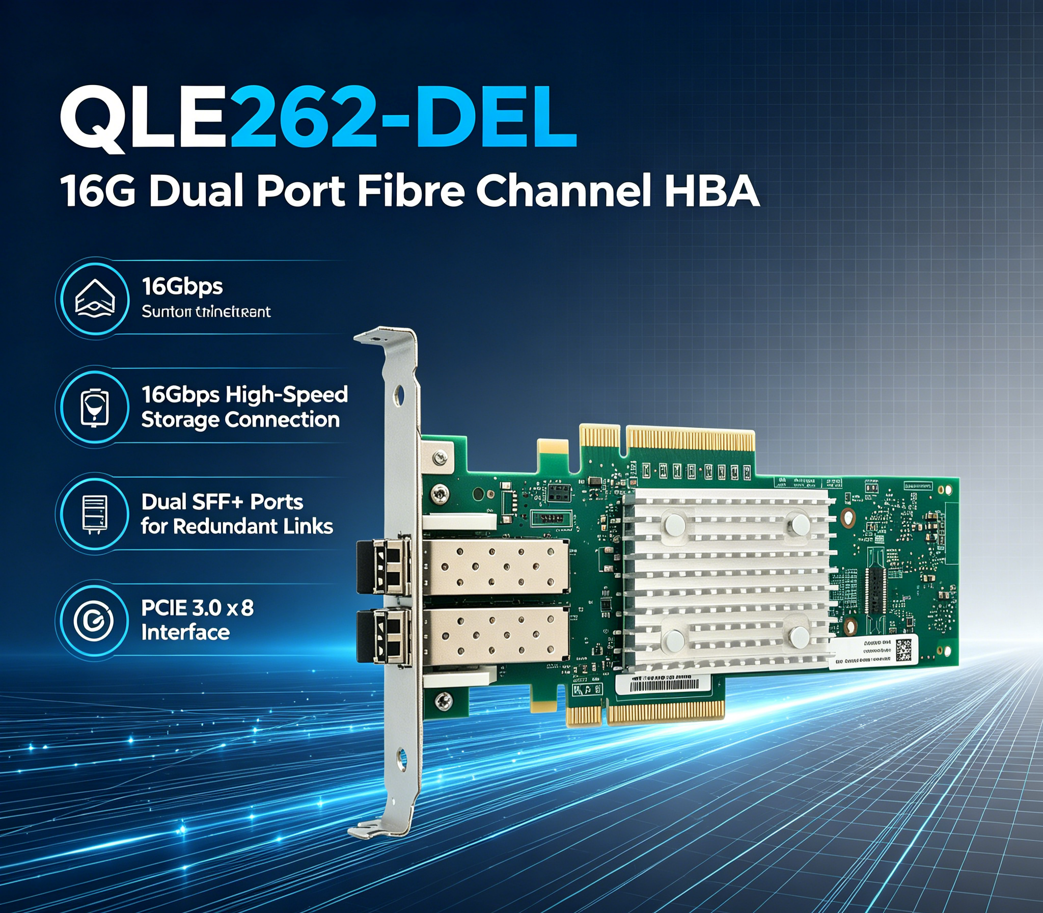 Enterprise Storage SAN Host Bus Adapter With Dual SFP+ Slots & Full/Low Profile Brackets