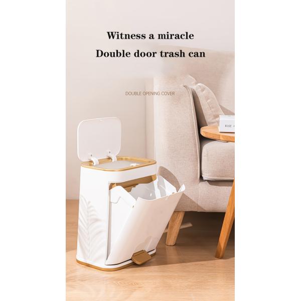 Household Press Pedal Double Open Kitchen Bedroom Indoor Plastic Trash Bin Recycling Bin Waste Bin