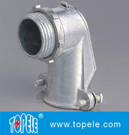 90 Degree Metal Zinc Flexible Conduit And Fittings Squeeze Angle Connectors