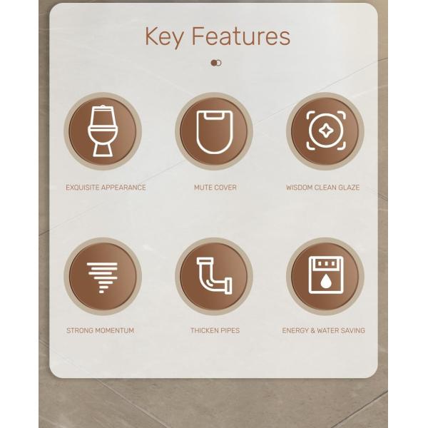 Modern Siphonic Close Coupled Bathroom Toilet Bowl Inodorous Single Piece Commode