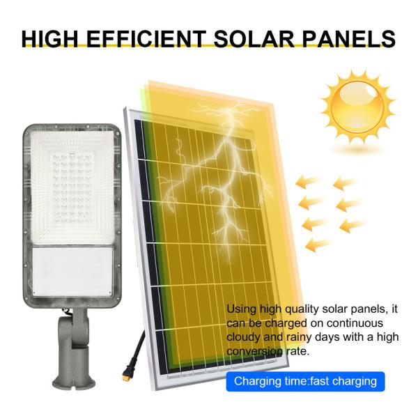 Iluminação de rua LED solar de alumínio industrial 60w 100w 500w com poste