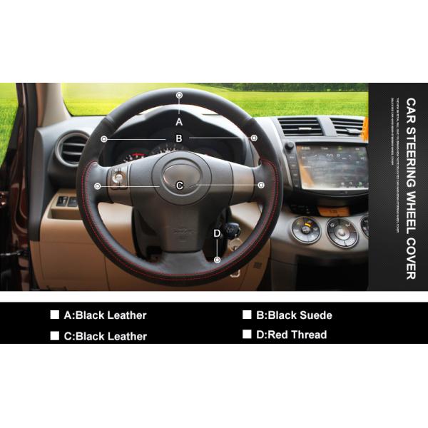 Custom Hand Stitch Leather and Suede Steering Wheel Cover for Toyota Yaris Vios RAV4 Scion XB 2006 2007 2008 2009 2010 2011 2012