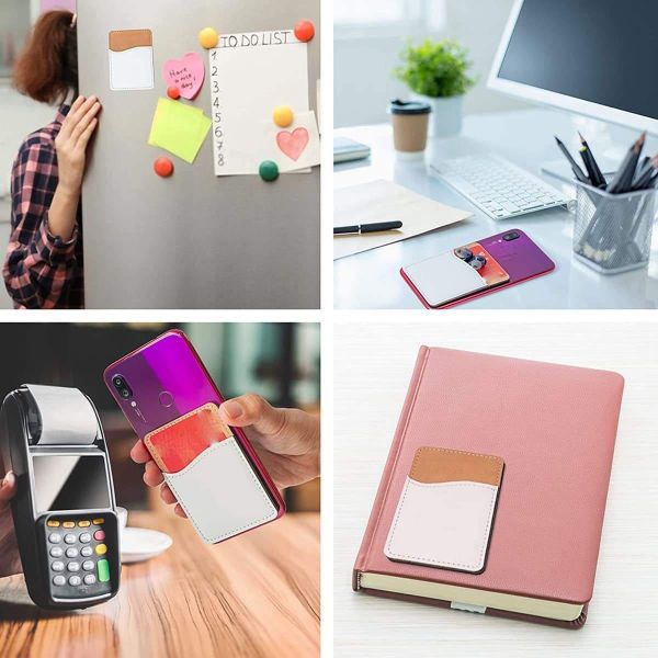 Custom Design Adhesive Phone Wallet PU Leather Sublimation Blank ID Card Holder