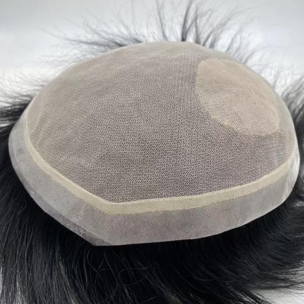 New Arrival Indian Human Hair Toupee for Men Natural Hairline and Invisible Knots Color Black Silk Base Hair Toupee