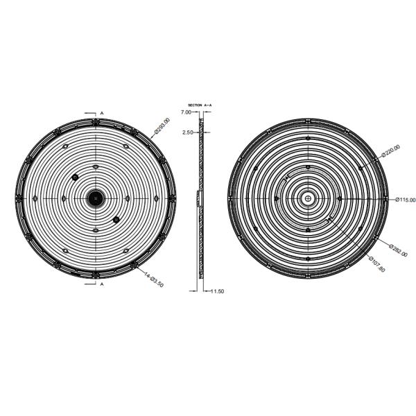 Ø293mm SMD 2835&3030 LED Lens PC Material Round Shaped High Bay Lens For Industrial Lighting