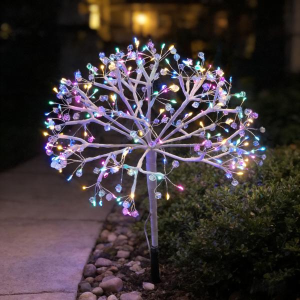 Jeweled Star-Shaped Garden Stake, 18in, ETL Certified, 3V 1A Outdoor Adapter, Colorful Light, Eco-Friendly & Energy-Saving, Indoor & Outdoor Use for Street/Commercial/Party Decor, MOQ 500 Pcs