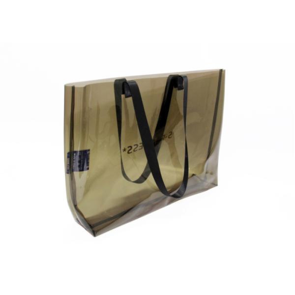 Custom ladies pvc handbag transparent pvc tote bag with printed logo clear beach bags