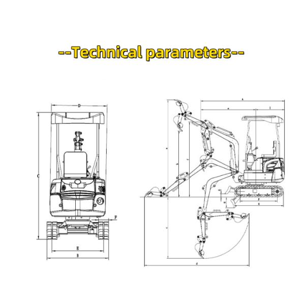 1.3 Tons Mini Digger Excavator All In One Compact Crawler Excavator 7.6kw 0.025m3