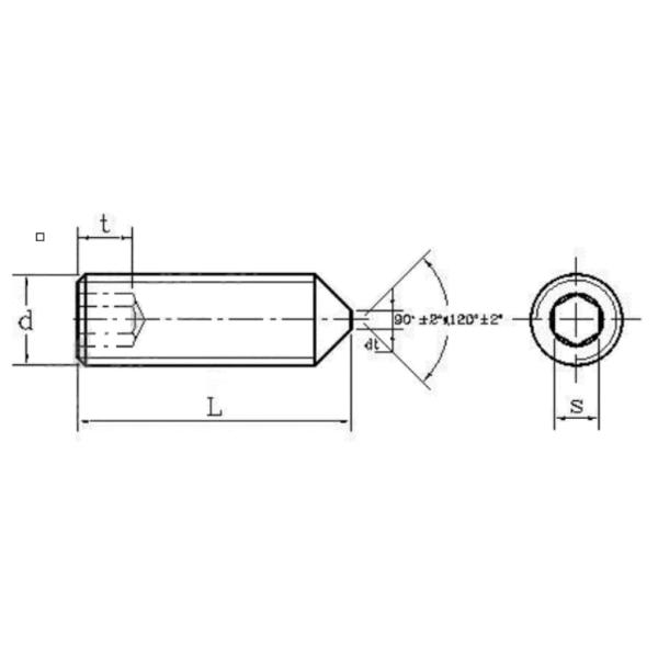 ISO 4027 DIN 914 Steel Socket Head Cap Screw Hex Drive Cone Point Alloy Steel