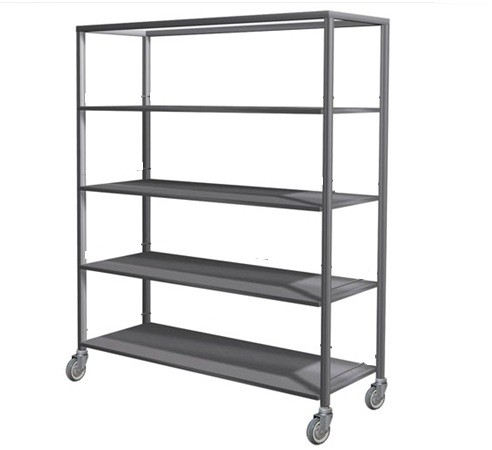 Silver Removable 5 Tier Stainless Steel Storage Shelves With Wheels / Caster