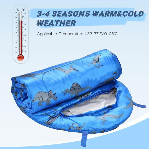 Outdoor Camping Children Sleeping Bag, Fit Boys and Girls 4 Season Comfortable Compact Sleeping Bag Mummy Camping