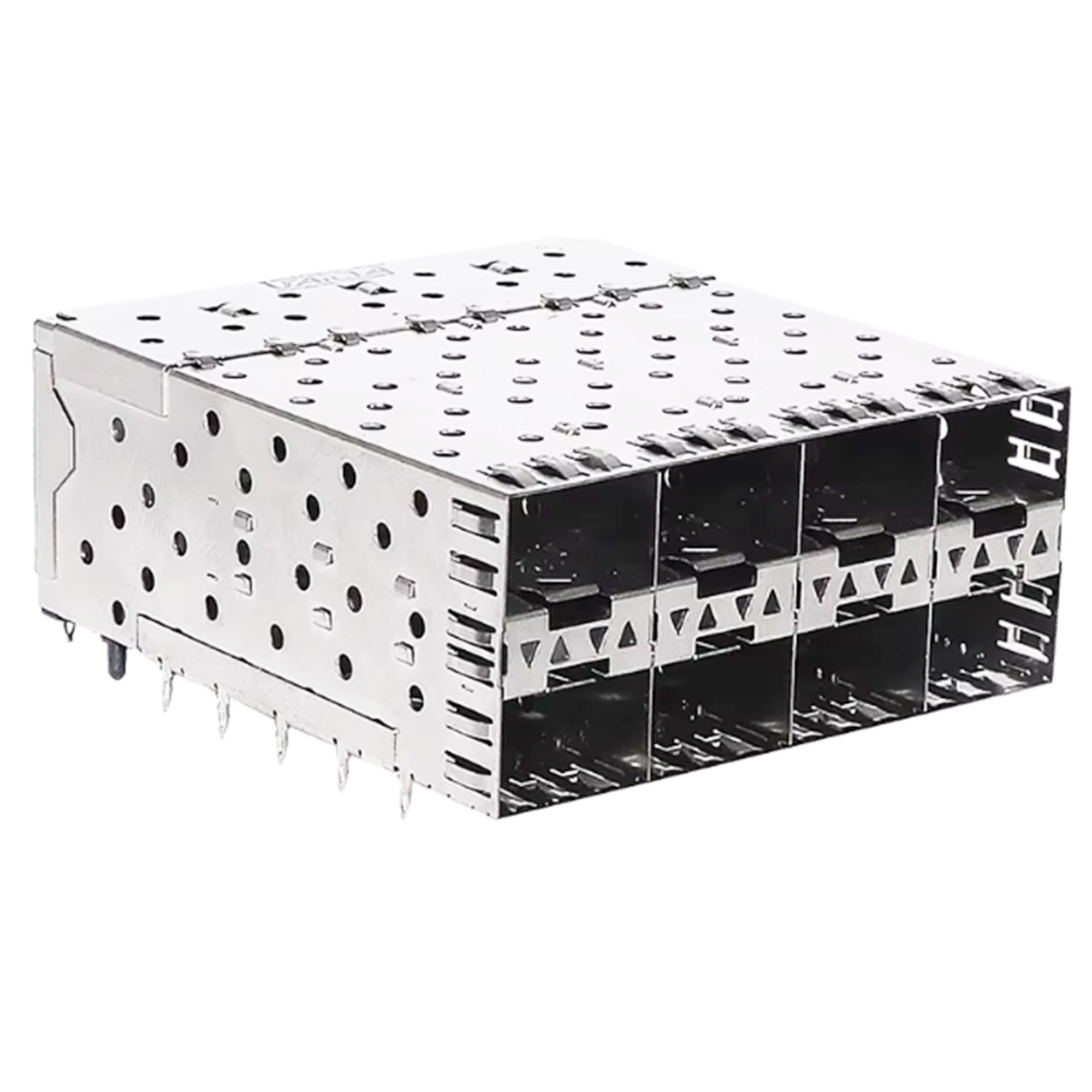 SFP Cage 2X2 with Light PIPE SFP Connector Dust Cover Fiber Optic Module Shielding