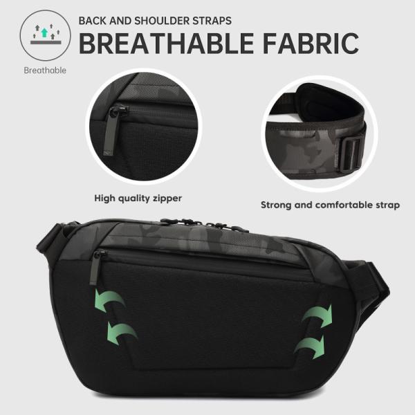 Waterproof Chest Fashion Fanny Pack Black Anti Theft Crossbody Bag Oxford Sling Bags