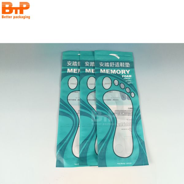 Customized Printed Shoe-pad Packing Heat Seal Shoe Padding Reusable Zipper Insole Packaging Plastic Bags