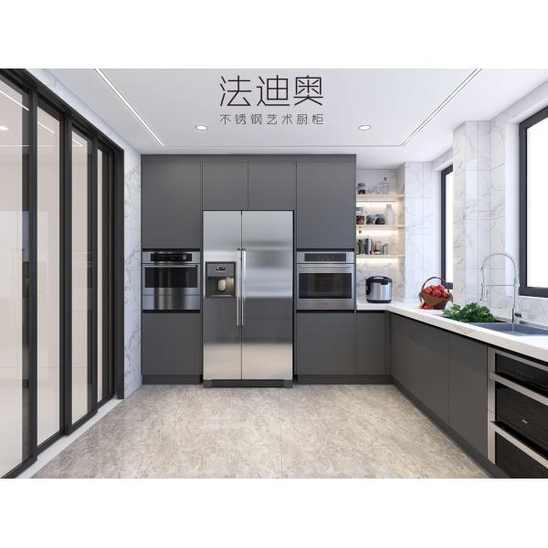 Modern Luxury U-Shaped Sleek Gray Design Stainless Steel Kitchen Cabinet